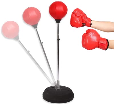 Allecto - Punching Bag Set - Speedball - Verstelbaar 120-150 cm - Rode Kleur - Boxing Training - Geschikt voor Kinderen en Volwassenen