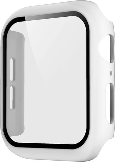 Smartphonica Hoesje met glazen screenprotector voor Apple Watch 38mm - Wit geschikt voor Apple Watch