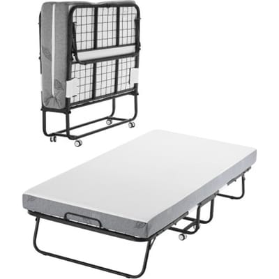 VEVOR Rollaway Bed met 12,7 cm matras, opvouwbaar eenpersoonsbed met traagschuimmatras (190 x 98 cm), draagvermogen van 204,1 kg Logeerbed voor volwassenen, metalen bed voor slaapkamer