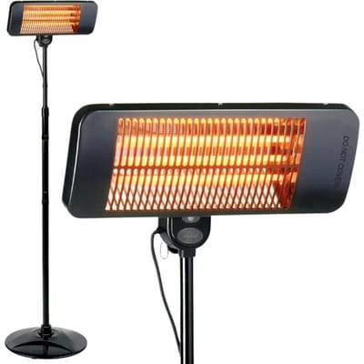 alpina Infrarood Verwarming Staand - Terras Heater 2000W 3 Warmtestanden - Spatwaterdichte Terrasheater IP24 met Infrarood Paneel