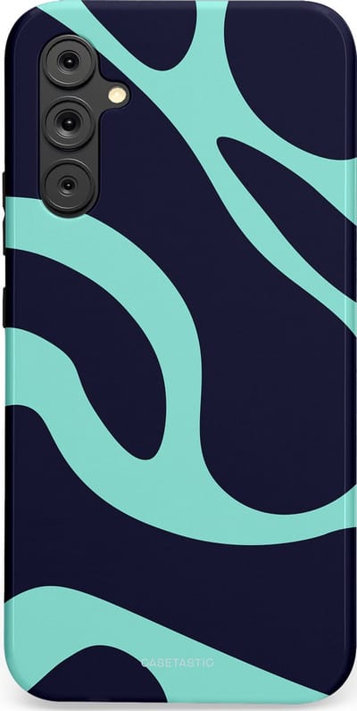 Casetastic Hoesje Geschikt voor Samsung A34 (5G) - Stijlvolle Beschermende Duo-layer Case - Golvenritme Aqua-Marine