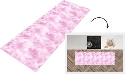 Keukenloper - Loper keuken - Patroon - Waterverf - Roze - 150x50 cm - Keukenloper vinyl