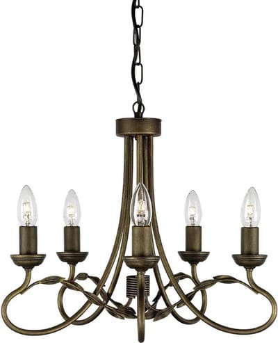 Elstead Lighting LED Kroonluchter | 5X E14 Max 60W | Dimbaar | Black/Gold Patina
