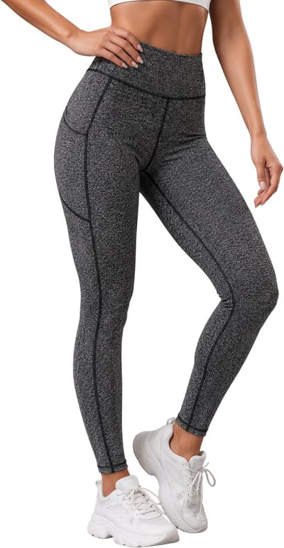 SparkNine Pacepocket dames sportlegging - met handige zakken - M - hennep grijs - hoge taille - elastisch - squatproof - niet doorschijnend