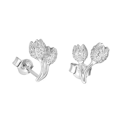 Juwelier Zwartevalk zilveren (gerhodineerd) tulp oorbellen - 22.331