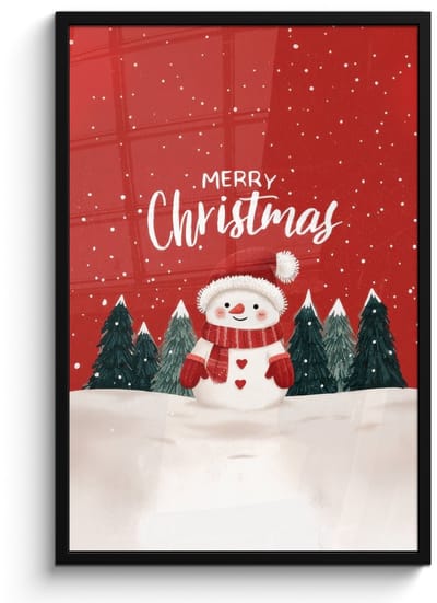 Poster in lijst - Fotolijst 60x90 cm - Posters - Kerstgroet - Sneeuw - Rood - Posterlijst zwart - Decoratie - Wanddecoratie woonkamer - Muurdecoratie slaapkamer - Kerstversiering - Kerstdecoratie voor binnen - Kerstmis