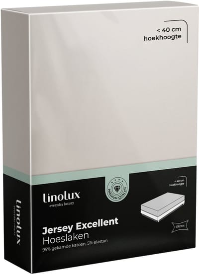 Linolux Hoeslaken Jersey Excellent Sand 80x200 t/m 100x220
