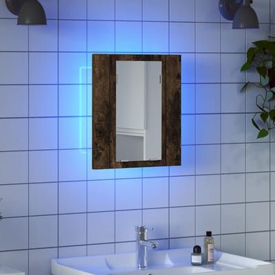 vidaXL - Badkamerspiegelkast - LED - 40x12x45 - cm - bewerkt - hout - gerookt - eiken