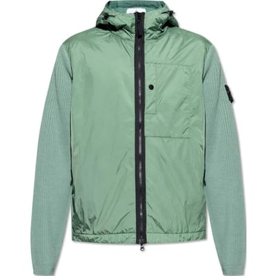 Stone Island Logo Patch Rits-Up Met Capuchon Lange Mouwen Jas Heren jassen Groen 811545637-V0055 L gray