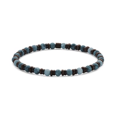 7FB-0830 – Frank 1967 – Heren Armband – Kralenarmband 4 mm – Blauwe Apatiet – Zwartkleurig