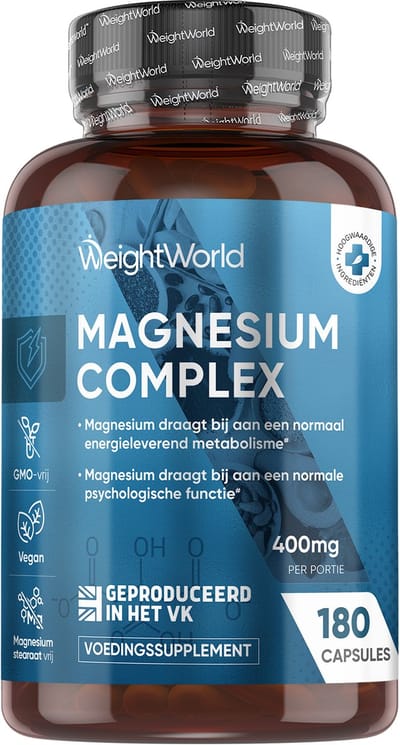 WeightWorld Magnesium Complex - 1700 mg - Magnesium Bisglycinaat, Citraat, Malaat & Tauraat - 3 maanden voorraad