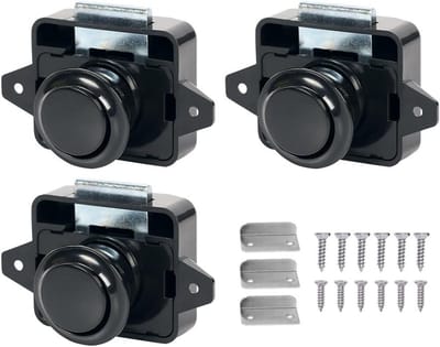 Drukknop Slot voor Camper en Schip – 3 stuks Zwarte Drukknop Catch voor Kast en Lade Vergrendeling
