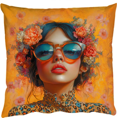 Sierkussens - Kussentjes Woonkamer - 50x50 cm - Vrouw - Bloemen - Aesthetic - Oranje