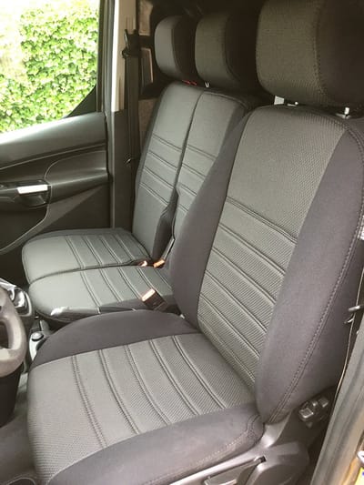 Pasvorm stoelhoezen Ford Transit Connect 2014-2018 (geschikt voor stoel en duobank) - Stof zwart