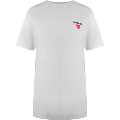 Love Moschino Small Heart Signature Logo White T-shirt