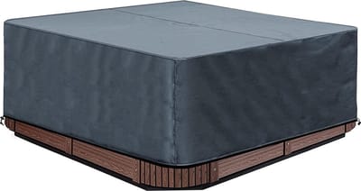 Hoogwaardige afdekking whirlpools, 220 x 220 x 85 cm, vierkante all-weather tuin whirlpool afdekking 600D Oxford, Protector-Spa waterdicht, stofdicht, UV-bescherming, winddicht, grijs