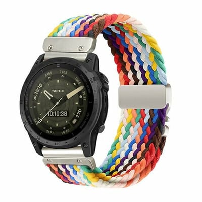 By Qubix - Geschikt voor Garmin bandje - 20mm Quickfit - Braided nylon band met parachute sluiting - Multicolor Spring - Geschikt voor Garmin Fenix 7s/6s/5s / Instinct 2s / Epix Pro Gen 2 (42mm)