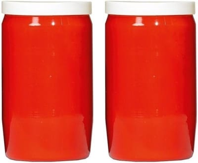 Grafkaars/gedenklicht - 2x - rood - 7 x 18 cm - 9 dagen brandtijd - Graflichten