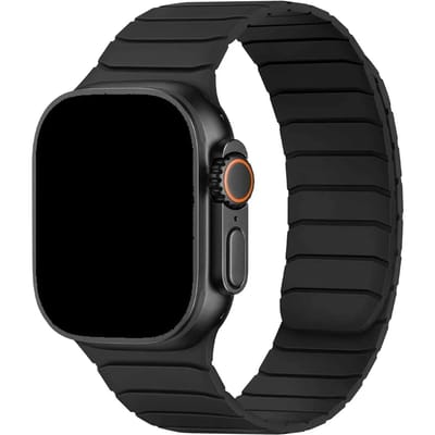 123watches bandje Vetra - siliconen - zwart - 38 · 40 · 41 & 42 mm - Geschikt voor Apple Watch series 1/2/3/4/5/6/7/8/9/10/11/12/SE/SE2/SE3