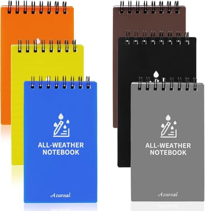 6x Waterdicht Notitieboekje Set, 9x13 cm Pocket Formaat Notitieblokken voor Buiten, Werk en School