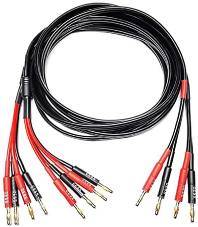 Banaan Plug Splitter Luidsprekerkabel - 2 naar 4 Bananenstekkers, 12 Meter, 2-Kanaals