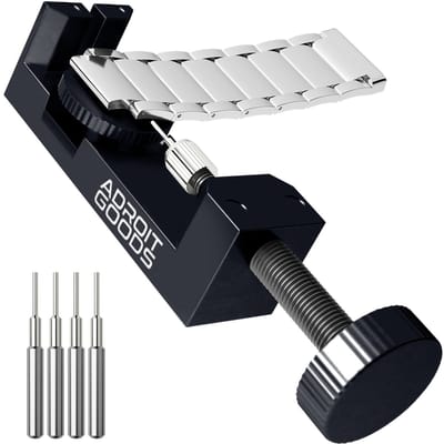 AdroitGoods Horlogeband Inkorter - Staal - Horloge Gereedschap - Horloge Pin Verwijderaar - Inclusief 4 Pinnen - Zwart