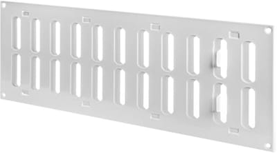 Wit verstelbaar ventilatierooster 400 x 150 mm met insectenbescherming voor binnen en buiten