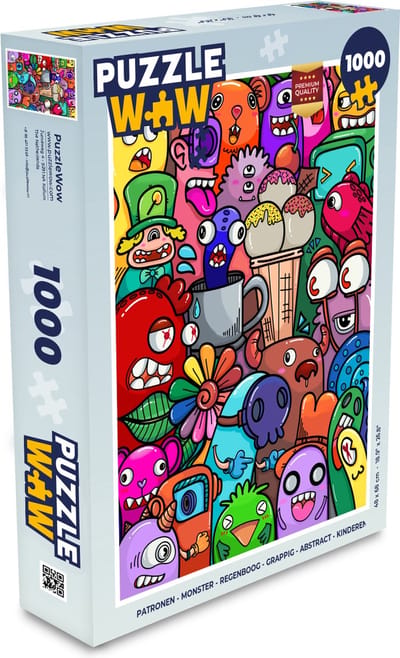 Puzzel Patronen - Monster - Regenboog - Grappig - Abstract - Kinderen - Legpuzzel - Puzzel 1000 stukjes volwassenen