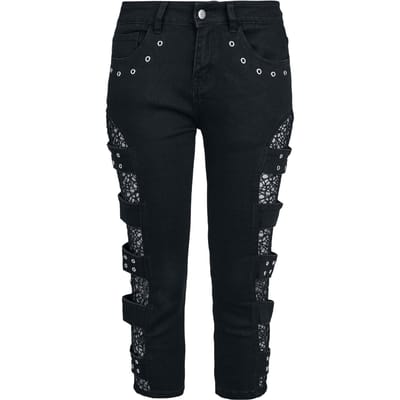Gothicana by EMP - Gothic Shorts - Capri Shorts With Mesh Details - 27 tot 33 - voor Vrouwen - zwart