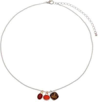 Behave® ketting zilverkleur met multikleurige hangers 40 cm - trendy en elegant