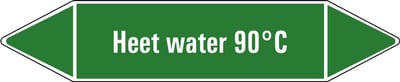 Heet water 90°C leidingmarkering op vel 179 x 37 mm - 5 per vel