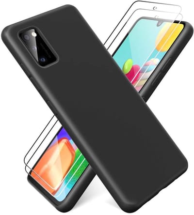 Hoesje Geschikt Voor Samsung Galaxy A41 Hoesje Zwart - Siliconen Back cover + 2X tempered glass