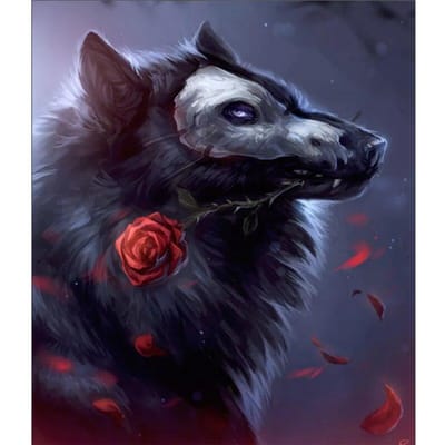 Peinture diamant, Kits de points de croix gratuits, broderie mosaïque, point de croix, image de loup, décoration de maison, cadeau 20X30CM black