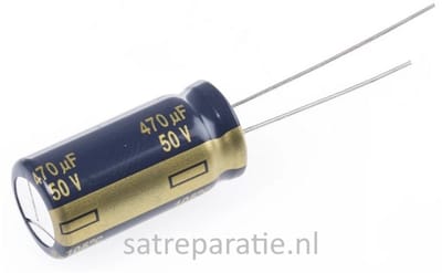 470μF 50V Panasonic Aluminium Electrolytic Capacitor dc, Radial, Through Hole