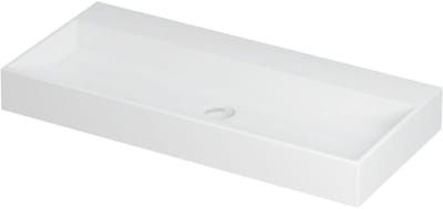 INK United Wastafel Porselein Zonder Kraangat incl. Porseleinen Click Plug en Verborgen Overloop Systeem - 1000x450x110 mm - Mat Wit