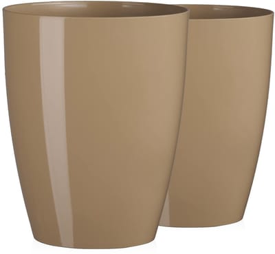 Orchideeënpot, 2-pack, transparant, bloempot, bloempot voor orchidee, kunststof plantenpot modern, slank, ronde vorm, AGASTO001 (beige, ø 14 cm)