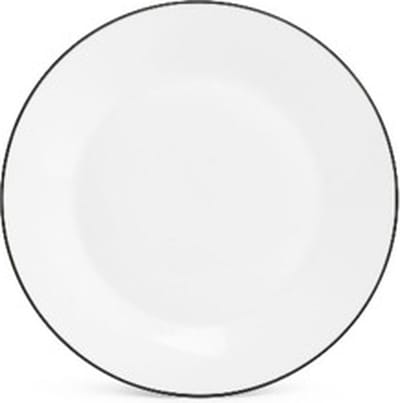BonBistro Plat bord 24cm black rim Basic White (Set van 6)