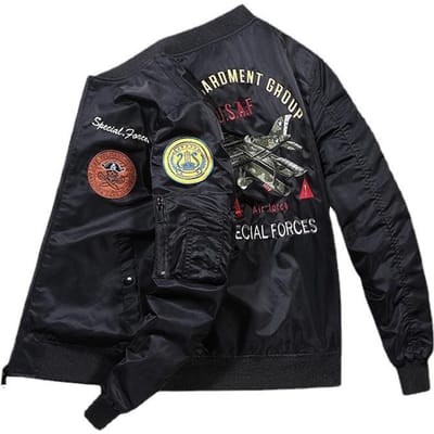 Veste Bomber Homme Veste Baseball Brodée Homme Veste Printemps et Automne Grande Taille 4XL black
