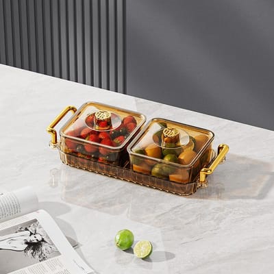 2/4/6 Vak Acryl Snackschotel Met Deksel Fruitschaal Verdeelde Schotel Woonkamer Nieuwjaar Gedroogd Fruit Dienblad Snoep Opbergdoos