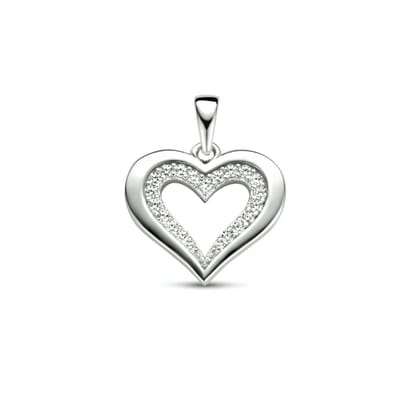 hanger hart zirkonia zilver gerhodineerd