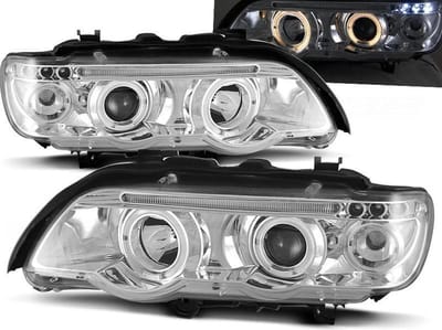 Koplampen dual halo rims BMW X5 E53 09 99-10 03 ANGEL EYES CHROOM