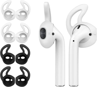 Zachte Silicone Oordopjes voor Apple AirPods en EarPods - 4 Paar, Antislip Sport Oordopjes met Oorklem, Beschermende Accessoires in Wit en Zwart