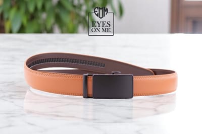 Camel lederen riem zonder gaatjes met automatische gesp voor heren ( Model 78 )