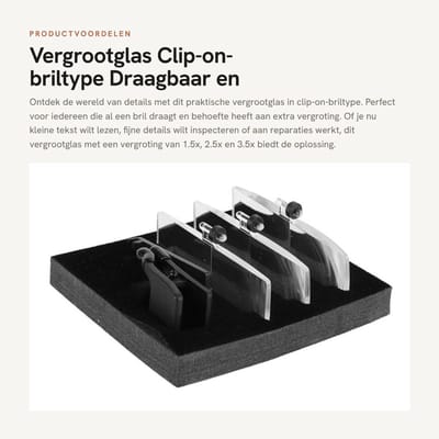 Dailygoods- Vergrootglas Draagbaar - Clip-on Briltype - 1.5x/2.5x/3.5x Vergroting - Stevig en Duurzaam - Geschikt voor Inspectie - Harde Koffer - Loep