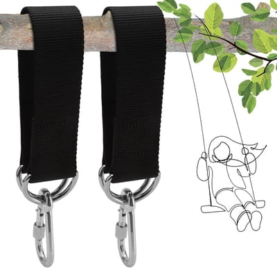 Schommelbevestiging voor binnen en buiten - set van 2 - Ophangriem van Nylon met karabijnhaken - Geschikt voor schommels, hangmatten en hangzitjes