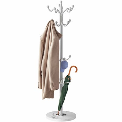 Casaria Kapstok - Staand 14 Gebogen Haken Draaibaar 37x37x175cm - Wit