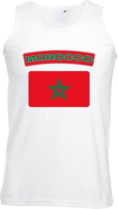 Marokko singlet shirt/ tanktop met Marokaanse vlag wit heren S