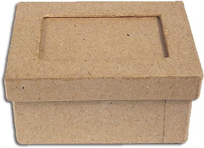 Papier-maché doos - Knutseldoos - Hobby projecten - Rechthoekig frame - 8x6x4 cm - Bruin