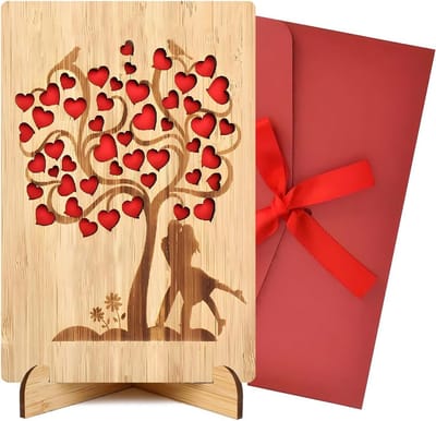Houten Liefdesbrief Kaart voor Valentijnsdag, Jubileum en Verjaardag