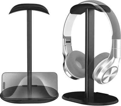 Thijox - Koptelefoonstandaard Bureau - Aluminium Headsethouder met Zware Basis - Universele Oortelefoonstandaard voor Gaming, Draadloos, Zwart